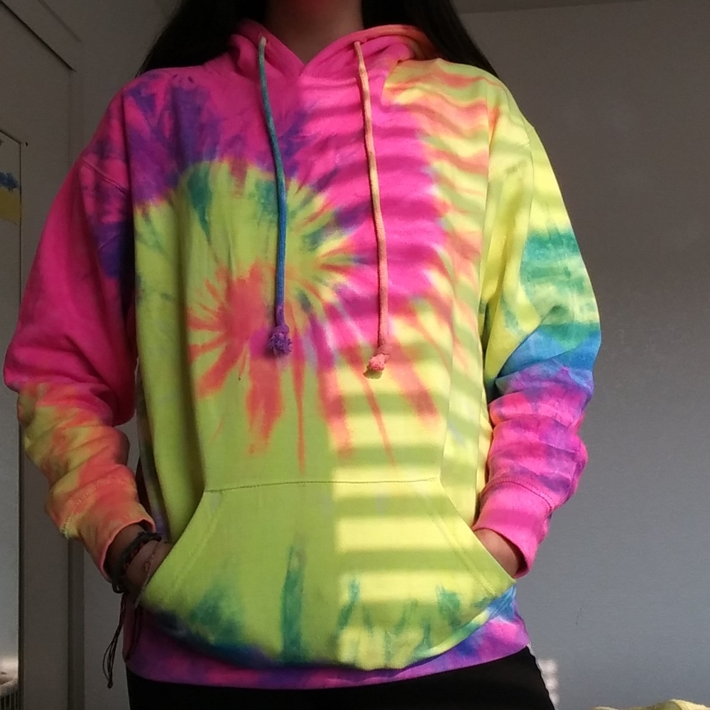 Oversized neon tie dye hoodie